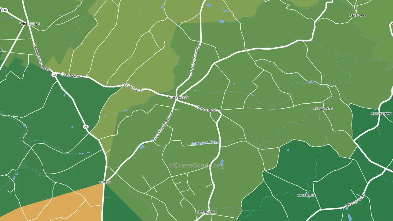 Cross Roads, PA Map of Assault Rates