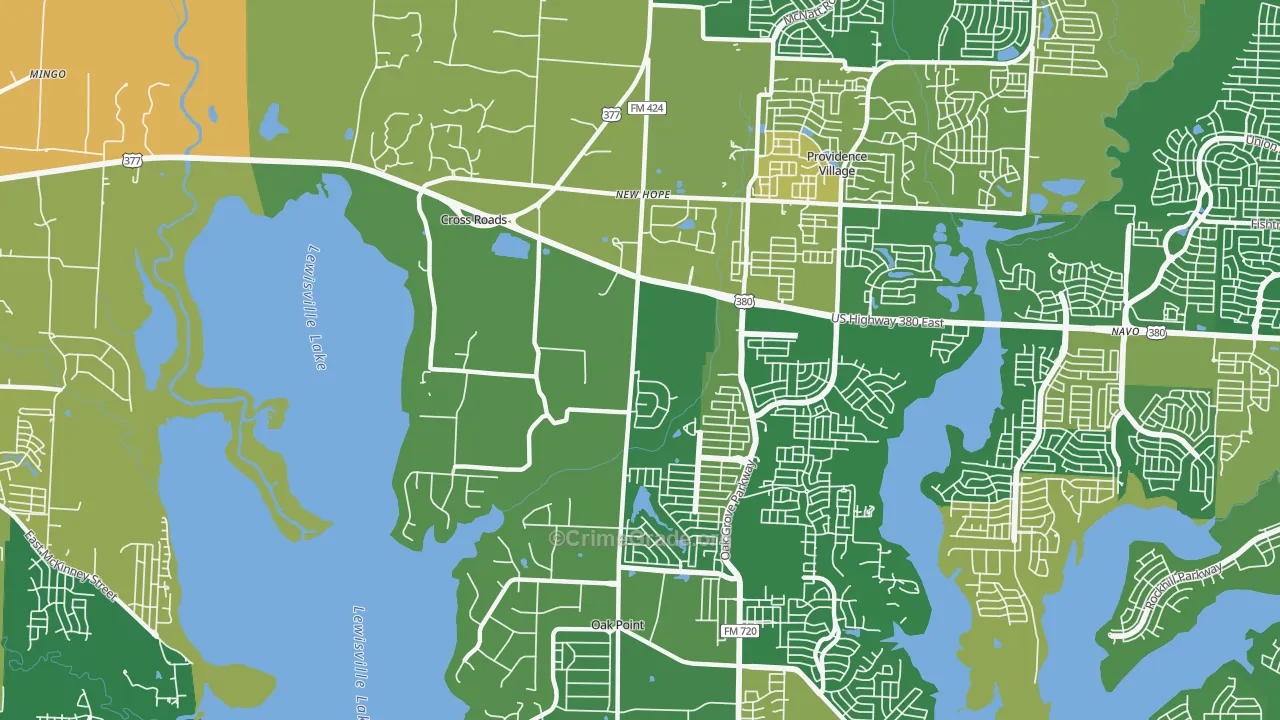 Cross Roads, TX Map of Assault Rates