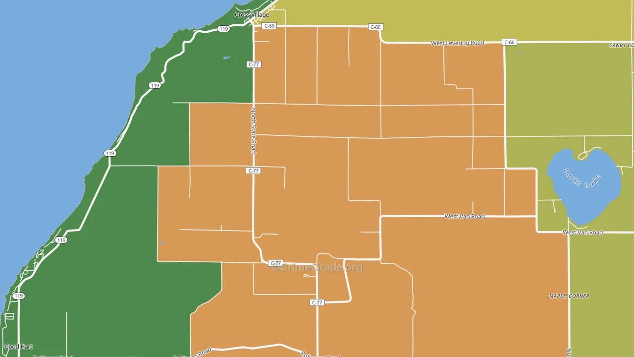 Cross Village, MI Map of Assault Rates