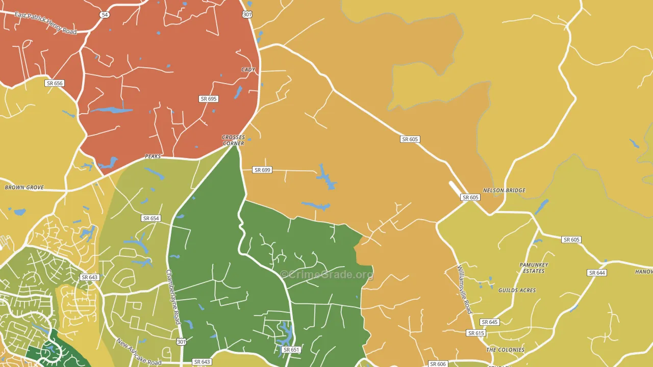 Crosses Corner, VA Map of Assault Rates