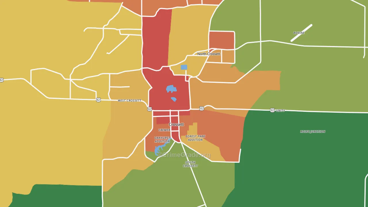 Crossett, AR Map of Assault Rates