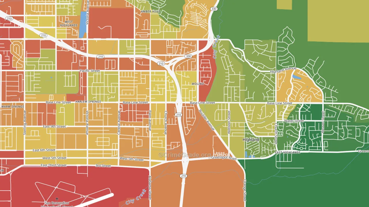 Crossroads, Highland, CA Map of Assault Rates