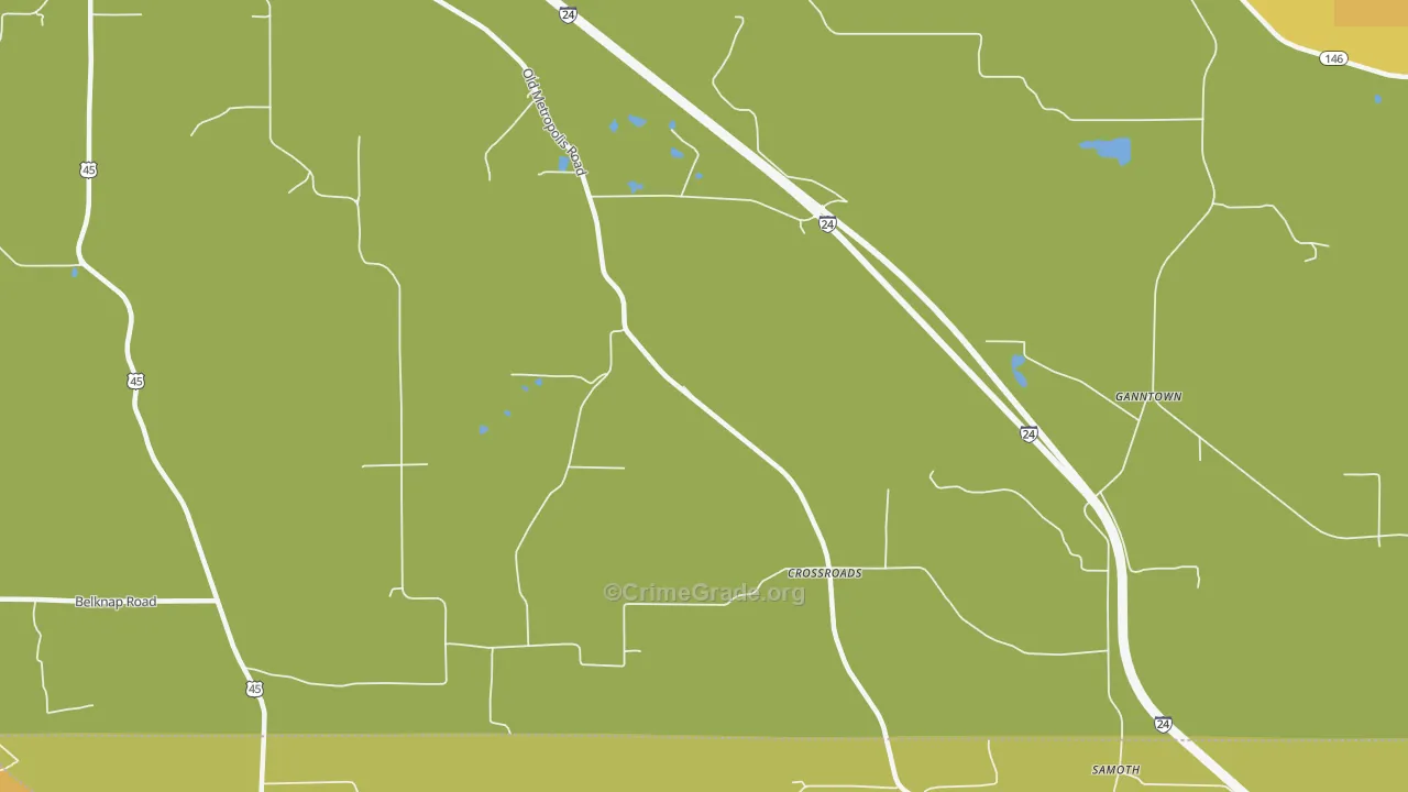Crossroads, IL Map of Assault Rates