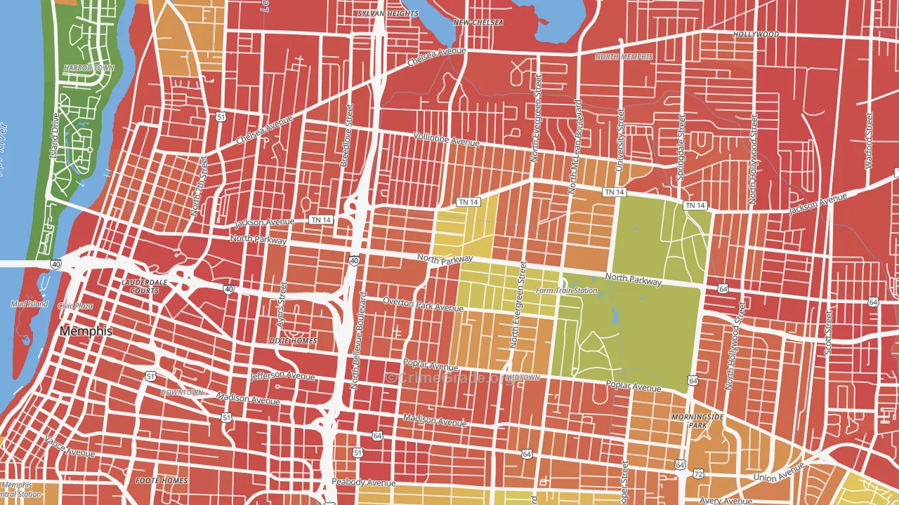Crosstown, Memphis, TN Map of Assault Rates