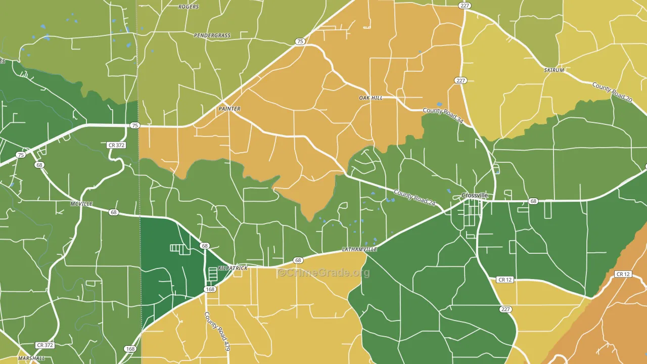 Crossville, AL Map of Assault Rates