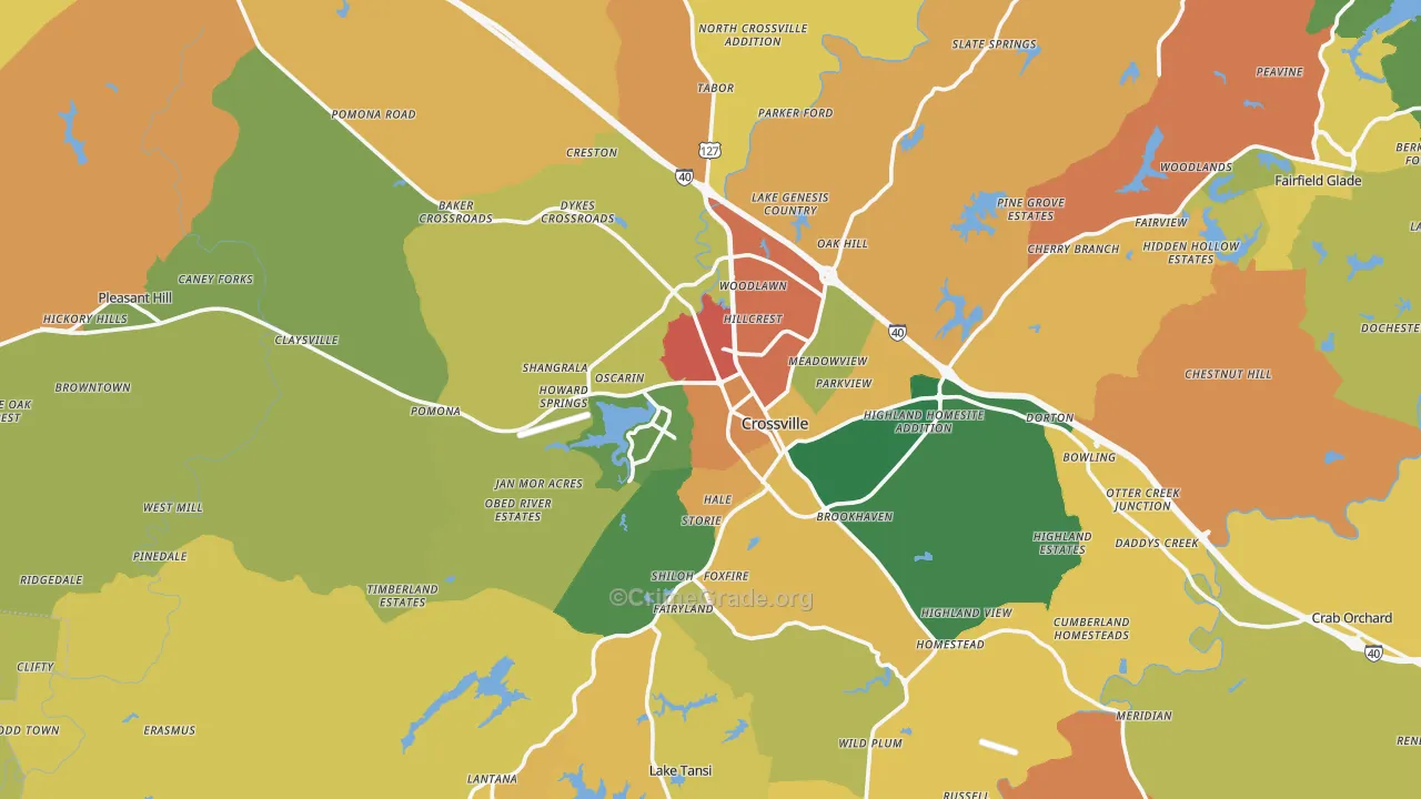 Crossville, TN Map of Assault Rates