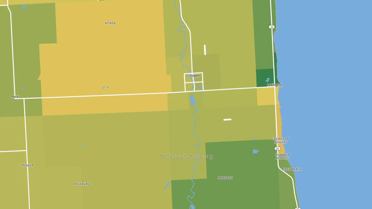 Croswell, MI Map of Assault Rates