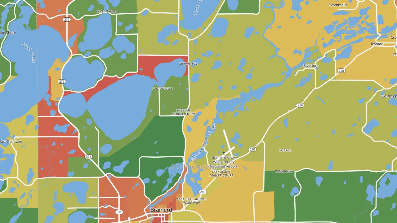 Crow Wing County, MN Map of Assault Rates
