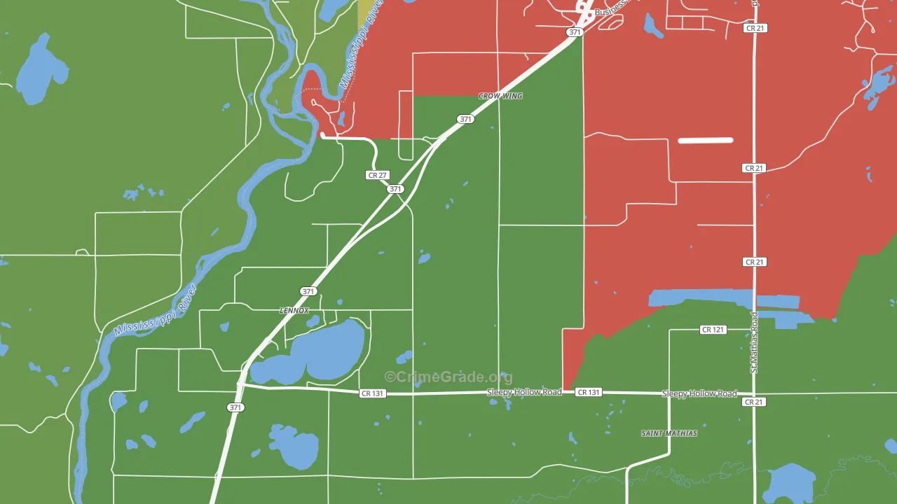 Crow Wing, MN Map of Assault Rates