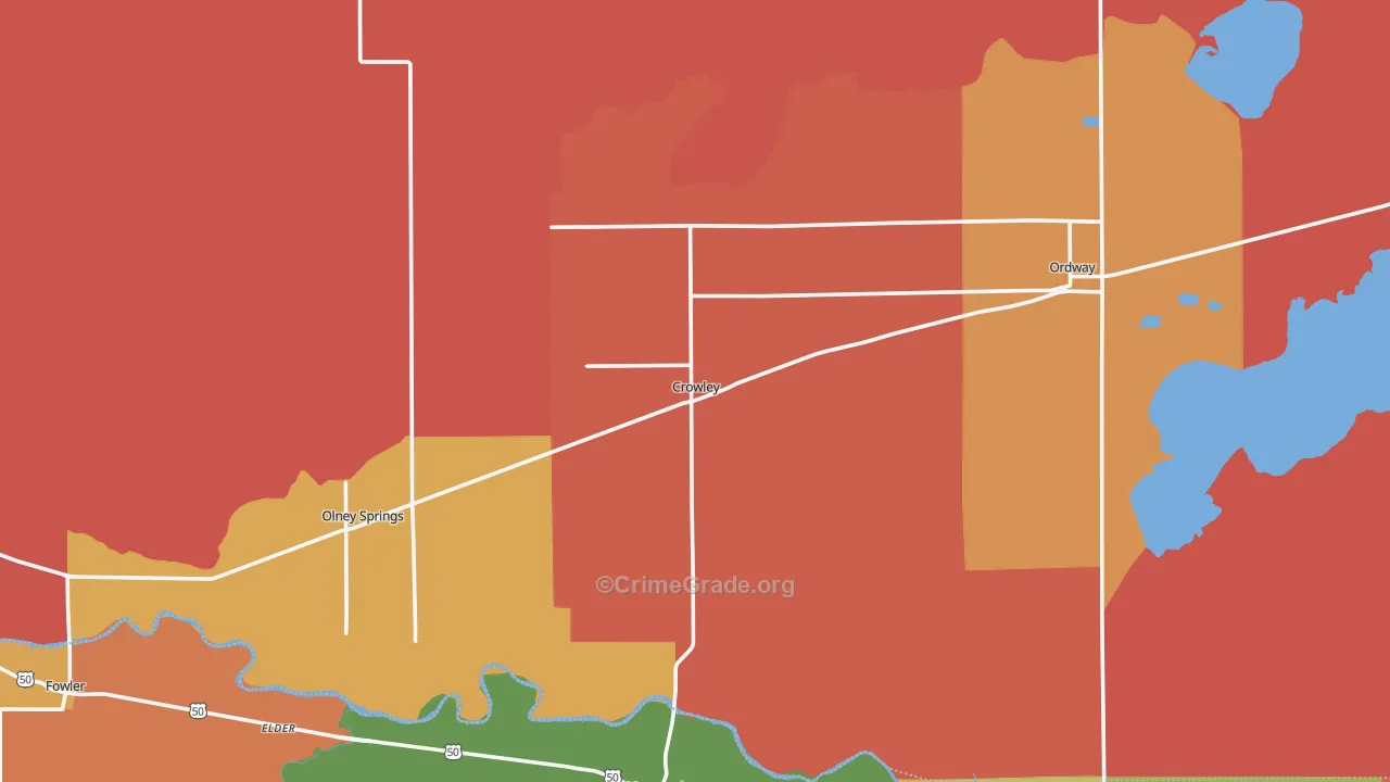 Crowley County, CO Map of Assault Rates