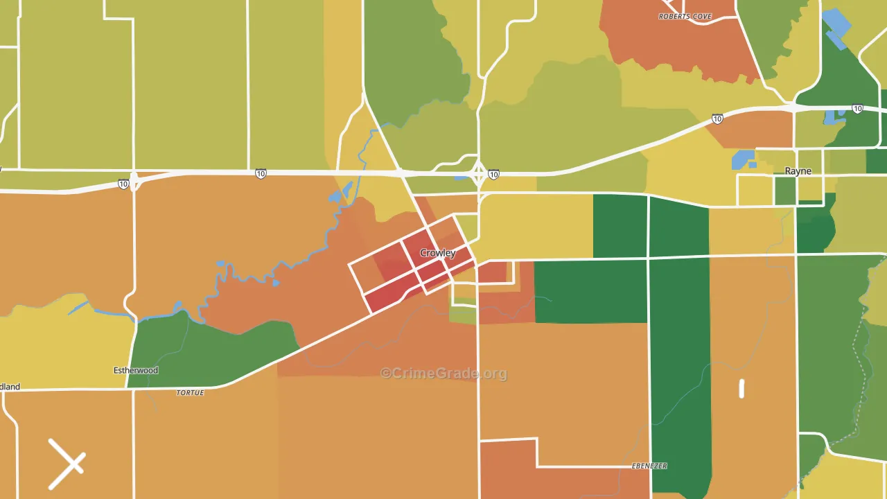 Crowley, LA Map of Assault Rates
