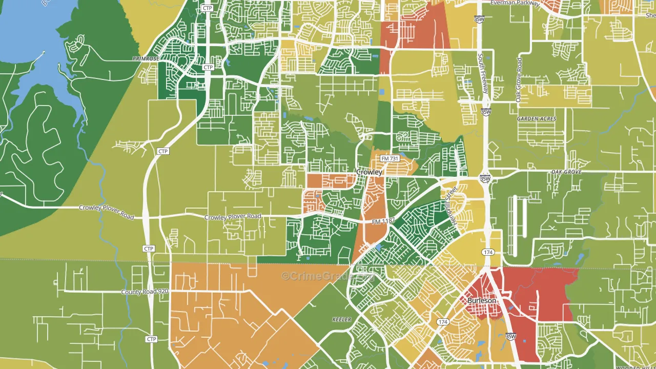 Crowley, TX Map of Assault Rates