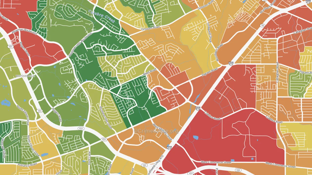 Crown Meadows, San Antonio, TX Map of Assault Rates