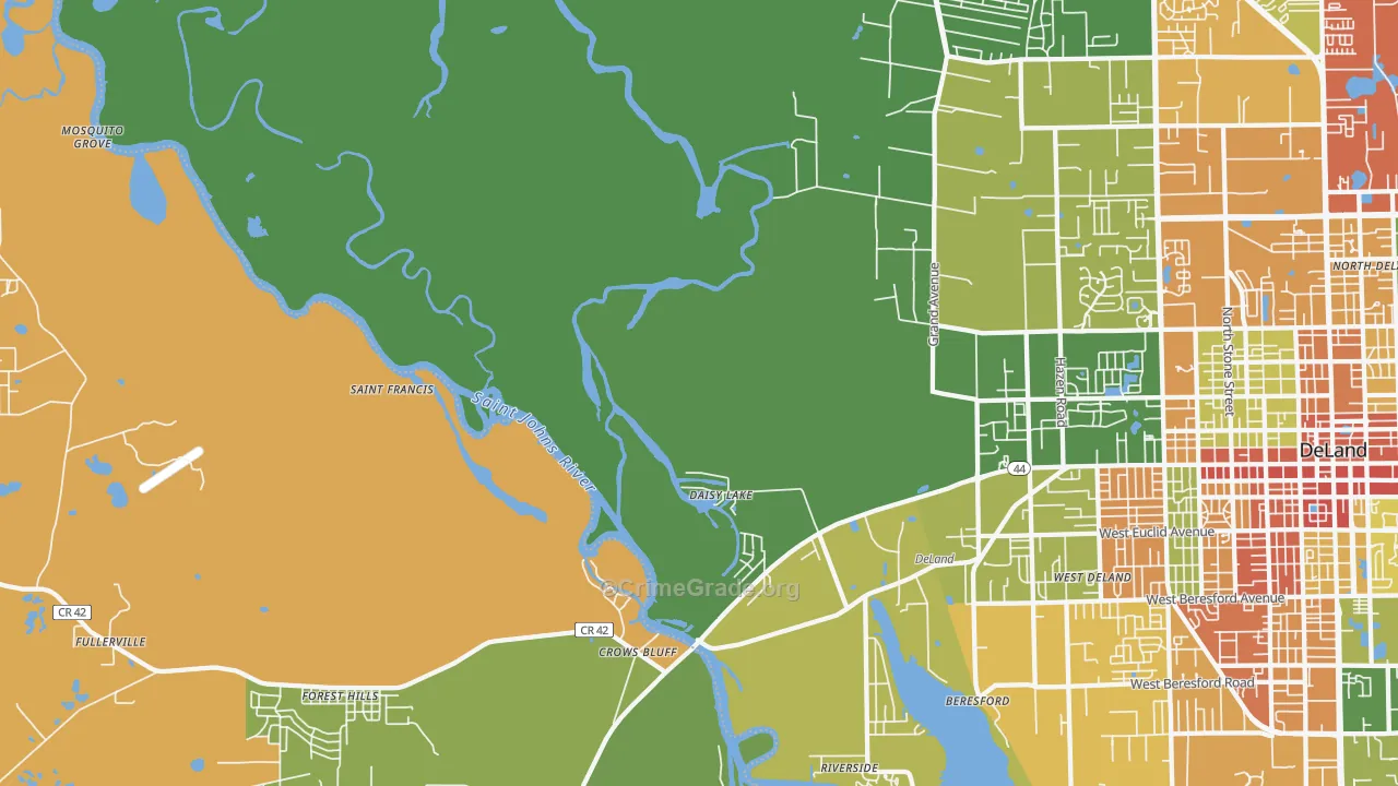 Crows Bluff, FL Map of Assault Rates