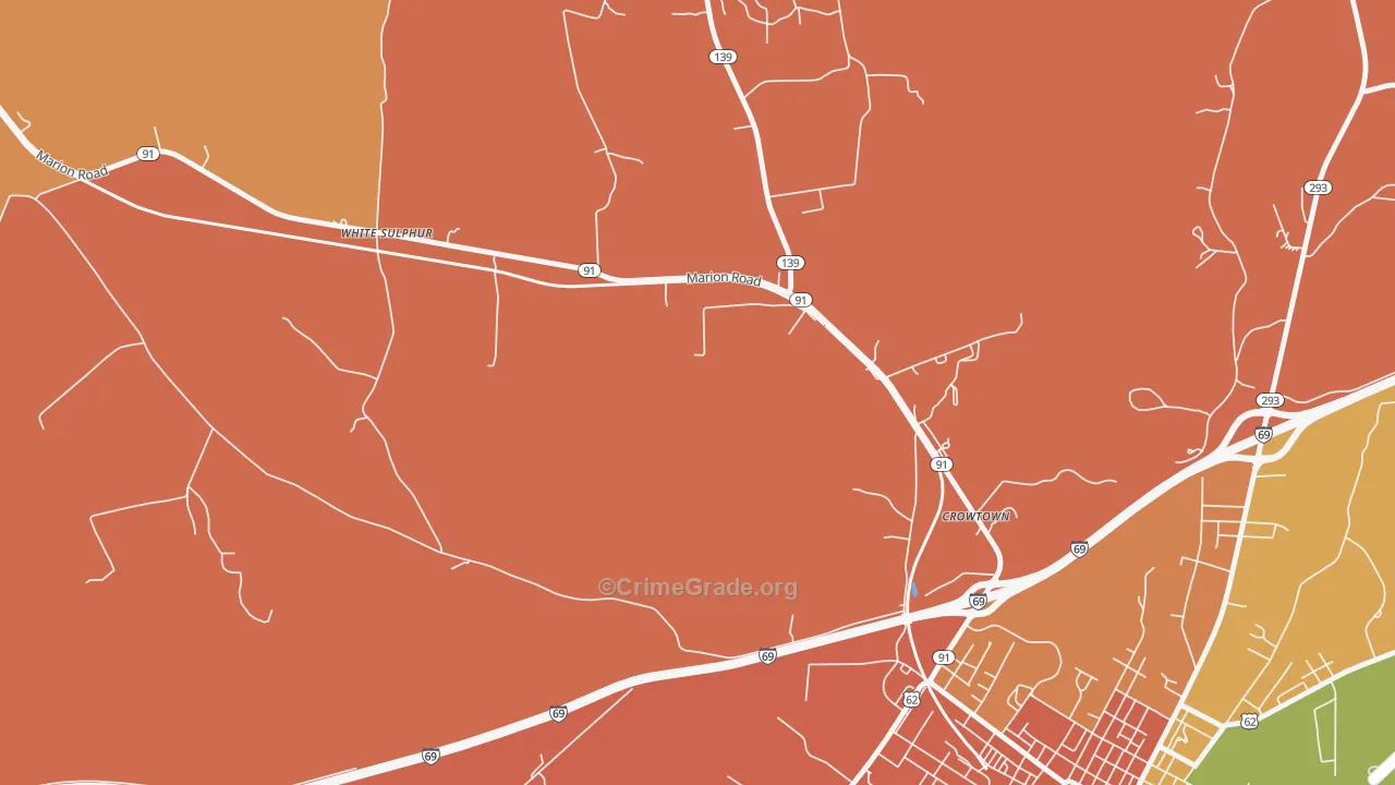 Crowtown, KY Map of Assault Rates