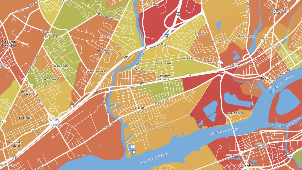 Croydon, PA Map of Assault Rates