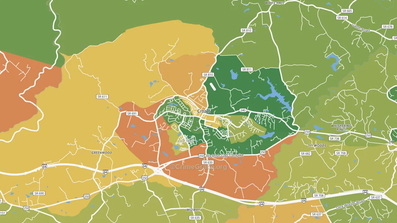 Crozet, VA Map of Assault Rates