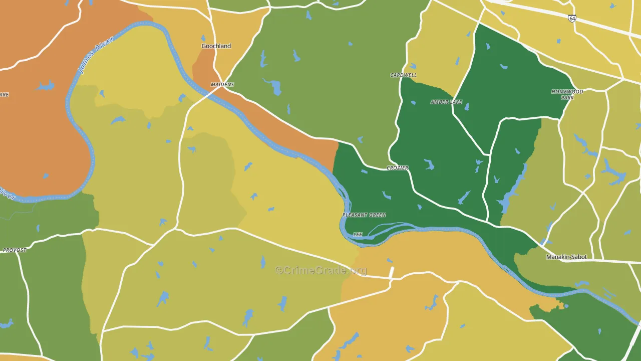Crozier, VA Map of Assault Rates