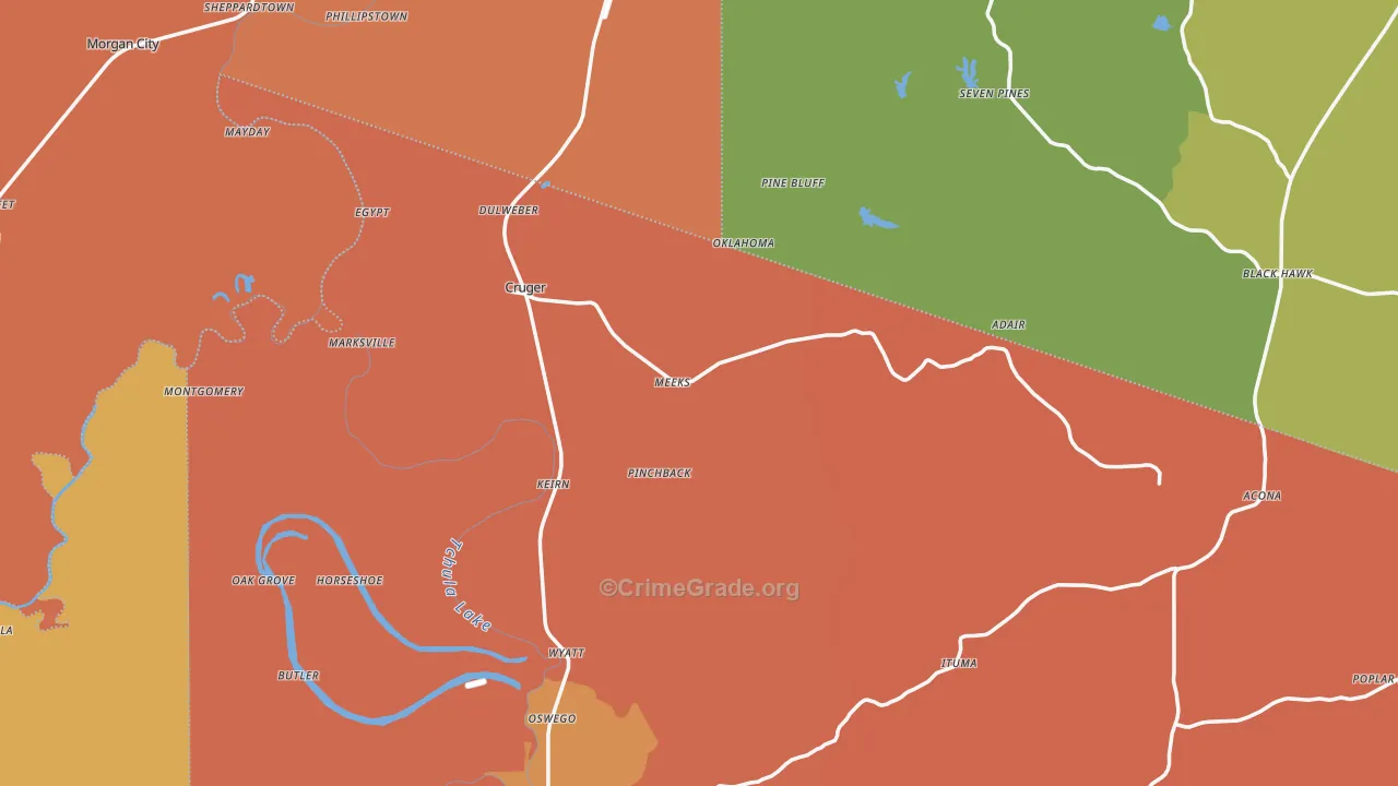 Cruger, MS Map of Assault Rates
