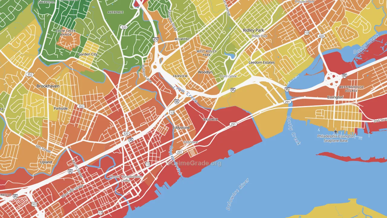 Crum Lynne, PA Map of Assault Rates