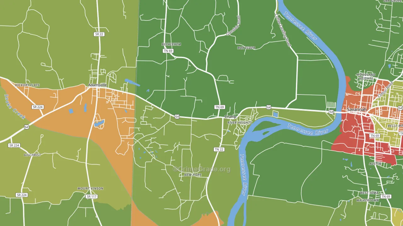 Crump, TN Map of Assault Rates