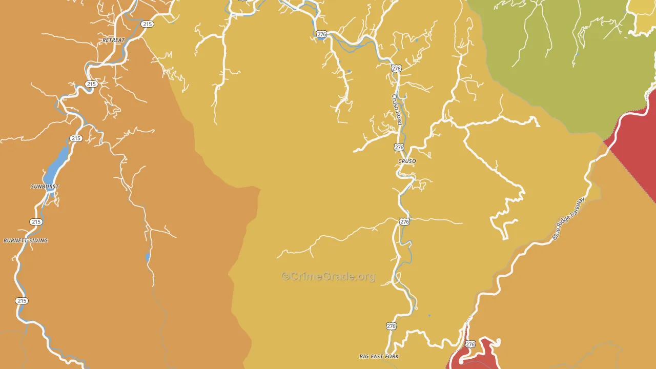 Cruso, NC Map of Assault Rates
