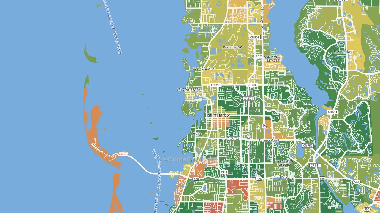 Crystal Beach, FL Map of Assault Rates