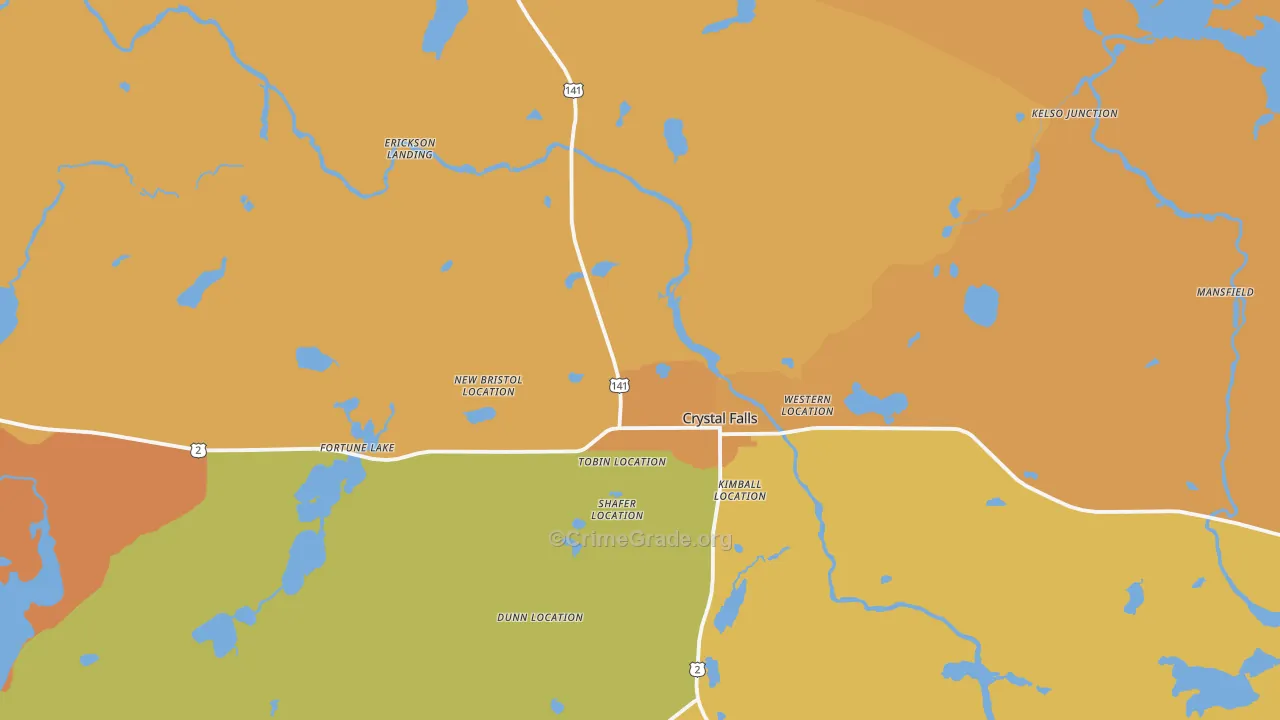 Crystal Falls, MI Map of Assault Rates