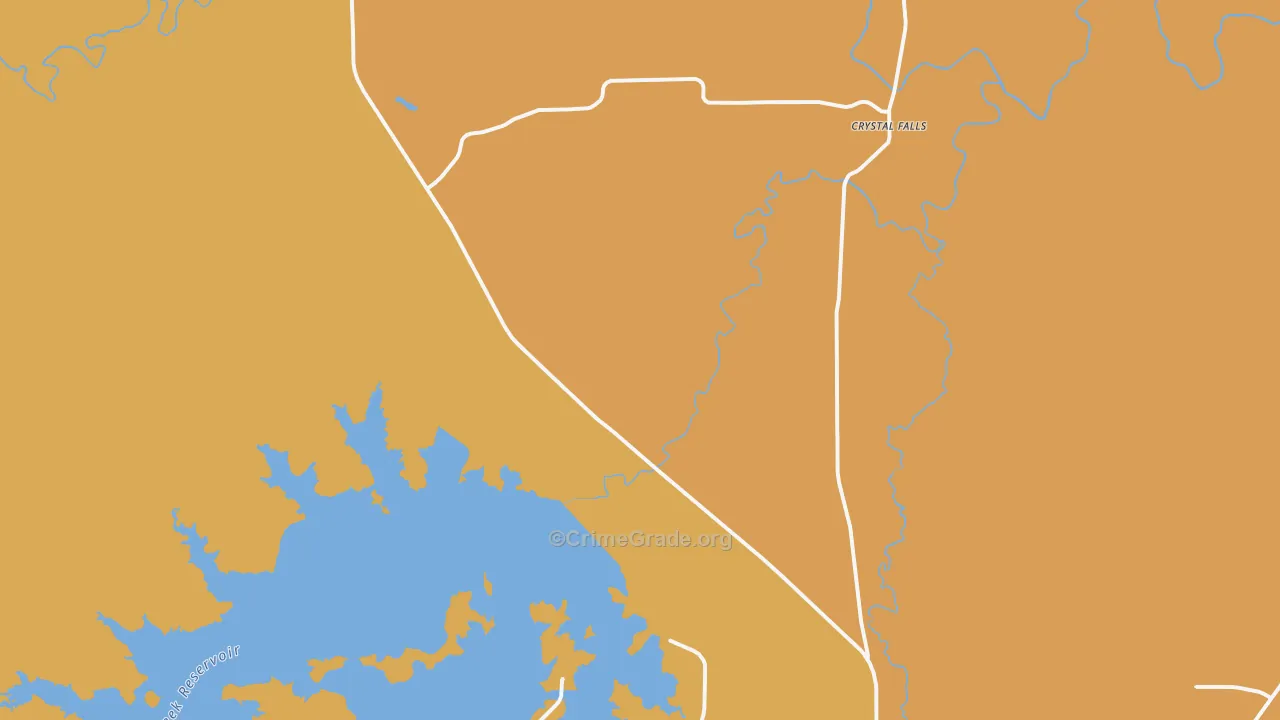 Crystal Falls, TX Map of Assault Rates