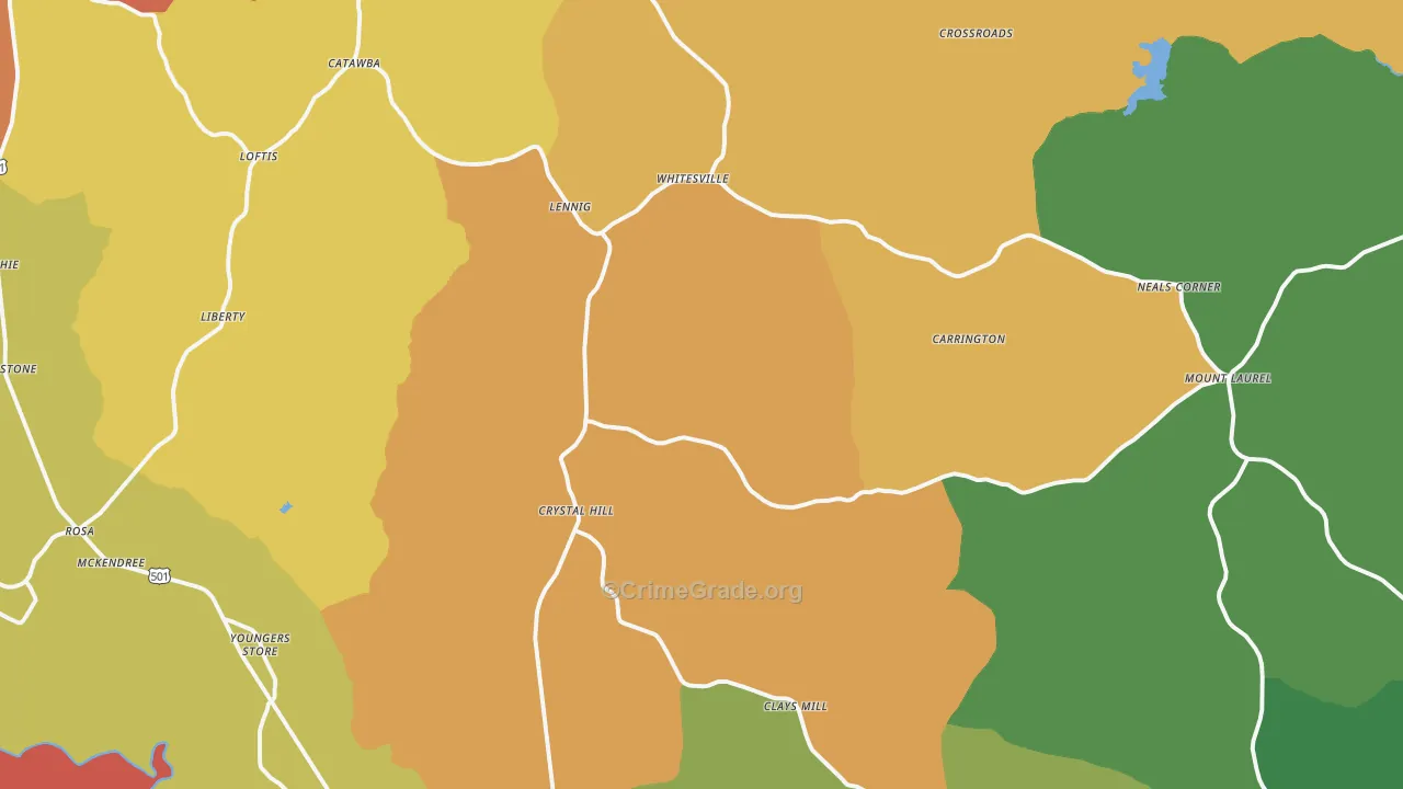 Crystal Hill, VA Map of Assault Rates