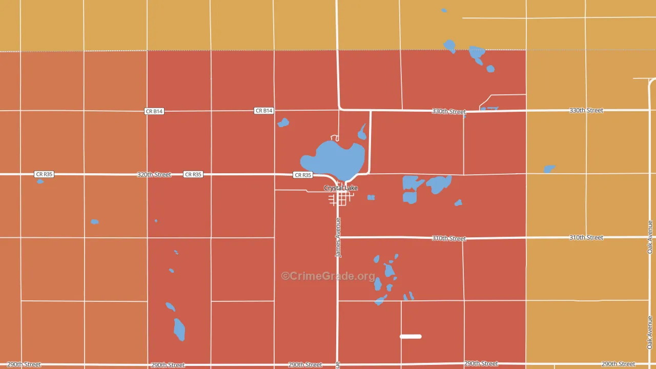 Crystal Lake, IA Map of Assault Rates