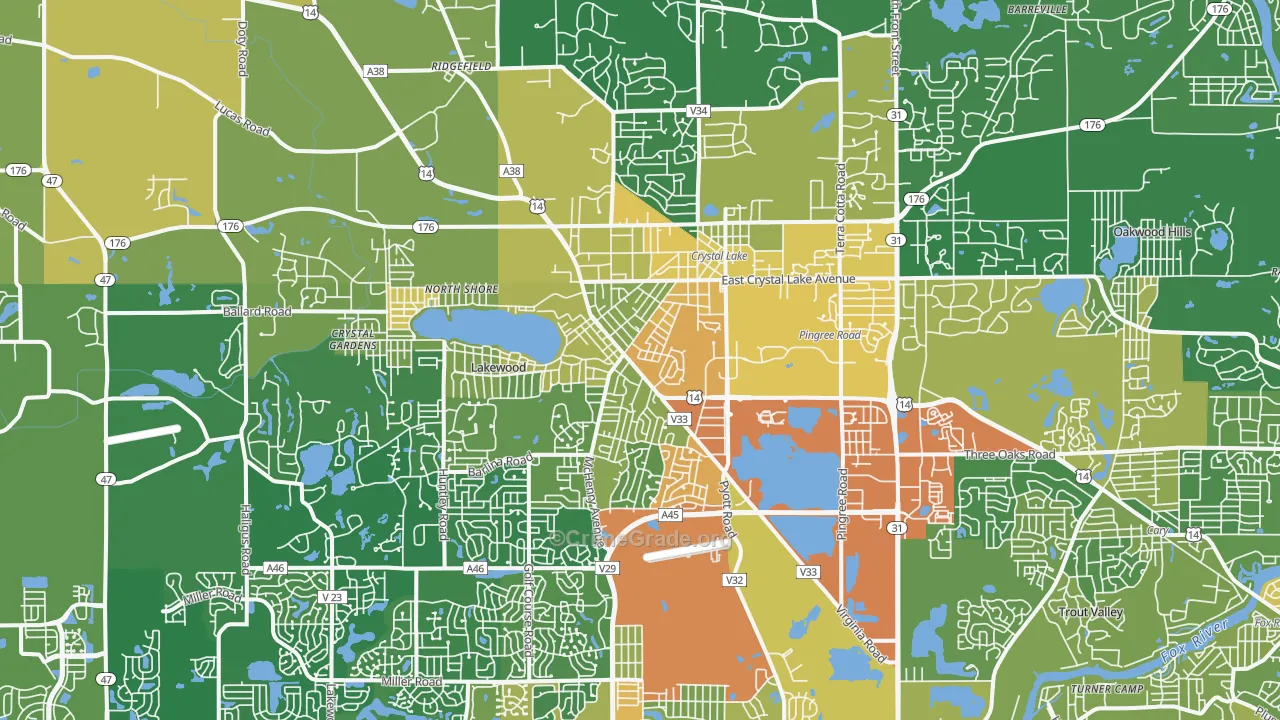 Crystal Lake, IL Map of Assault Rates
