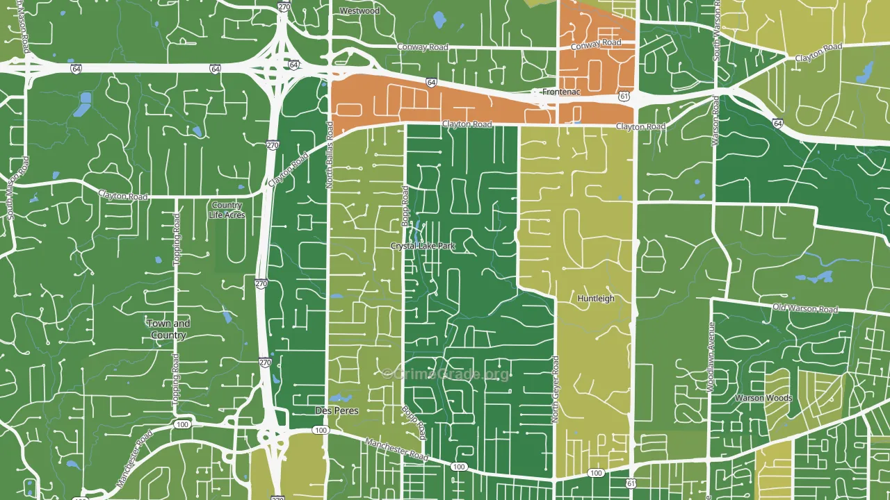 Crystal Lake Park, MO Map of Assault Rates