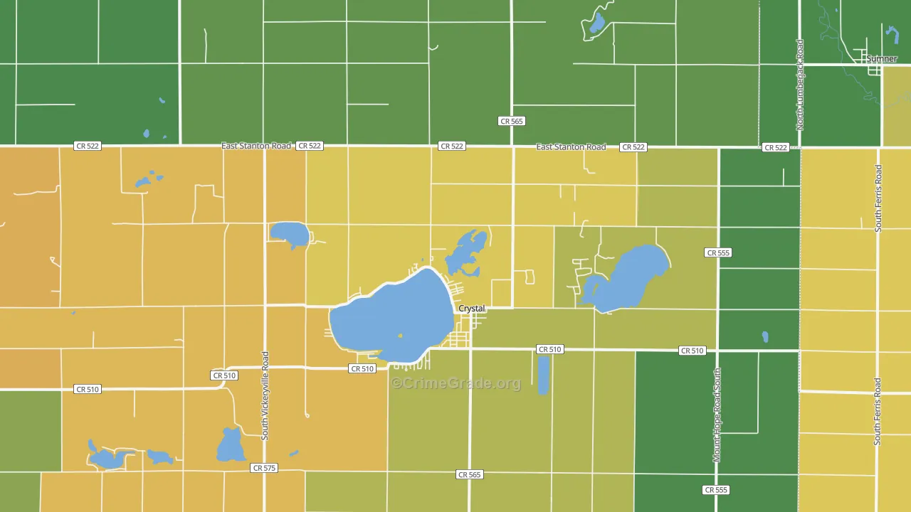 Crystal, MI Map of Assault Rates