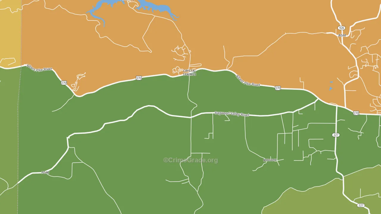 Crystal Springs, AR Map of Assault Rates
