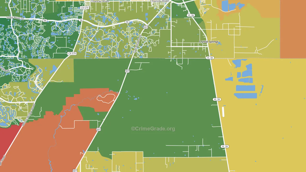 Crystal Springs, FL Map of Assault Rates