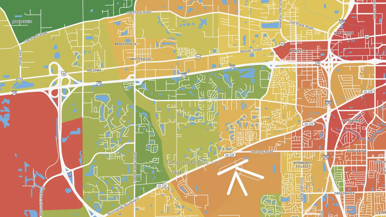 Crystal Springs, Jacksonville, FL Map of Assault Rates