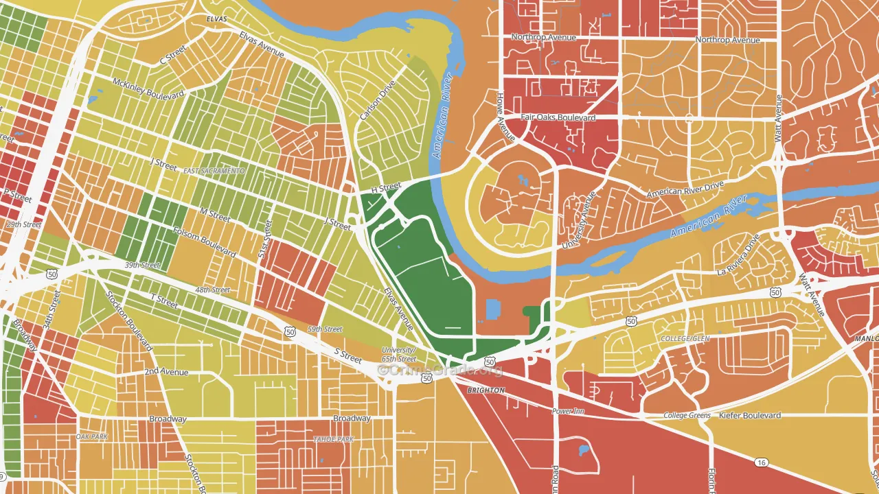 Csus, Sacramento, CA Map of Assault Rates