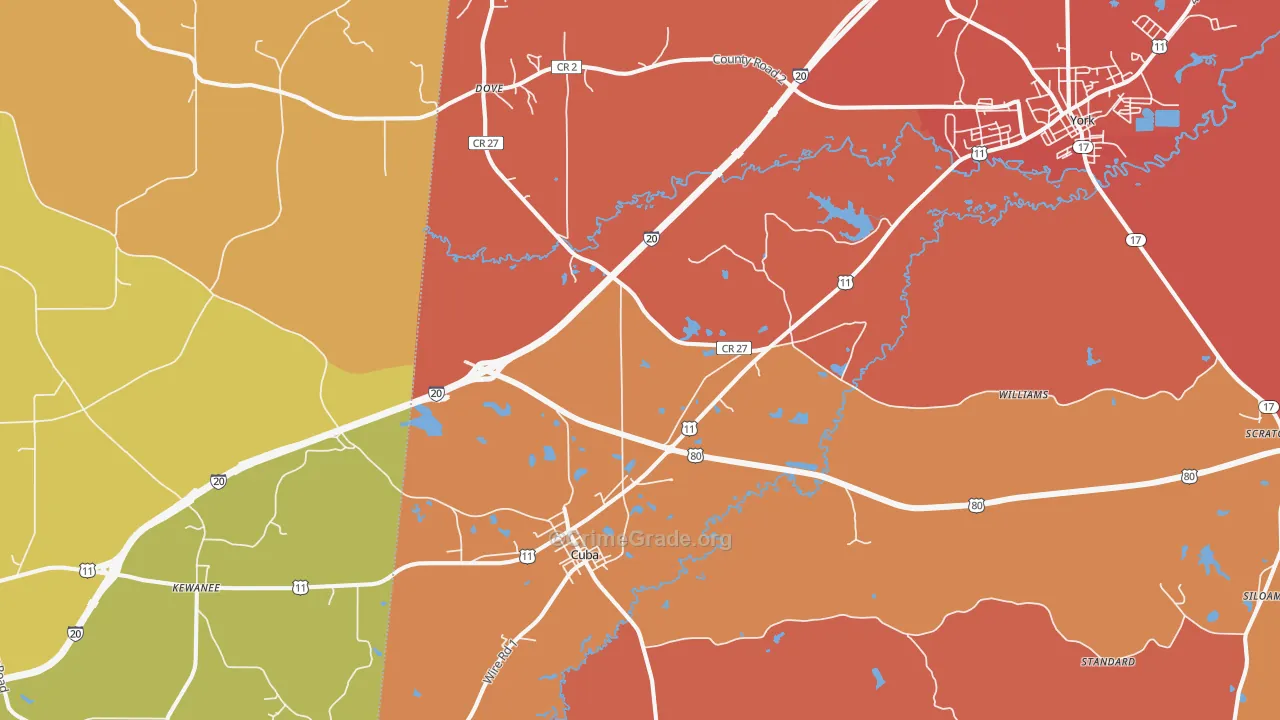 Cuba, AL Map of Assault Rates