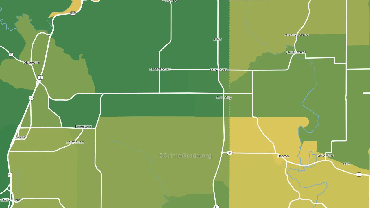 Cuba City, WI Map of Assault Rates