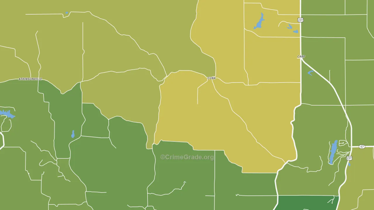 Cuba, IN Map of Assault Rates