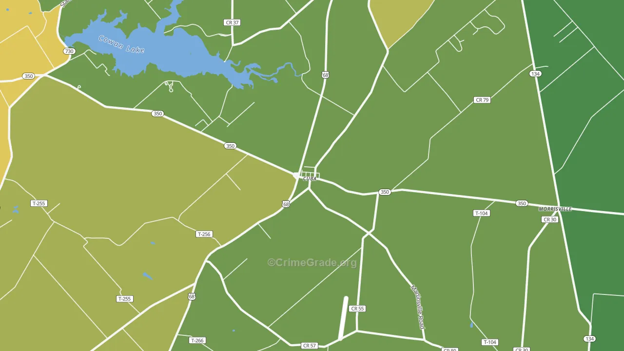 Cuba, OH Map of Assault Rates
