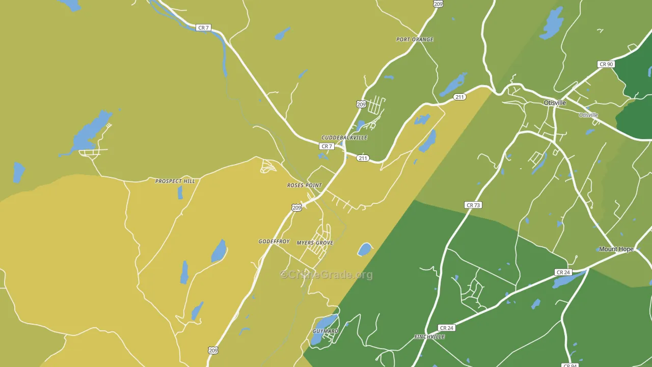 Cuddebackville, NY Map of Assault Rates