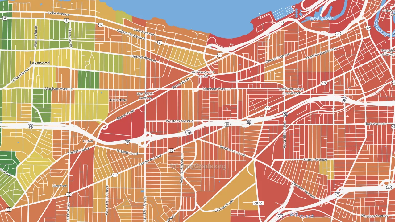 Cudell, Cleveland, OH Map of Assault Rates