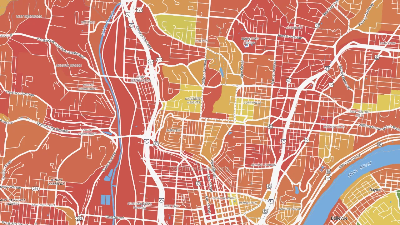 Cuf, Cincinnati, OH Map of Assault Rates