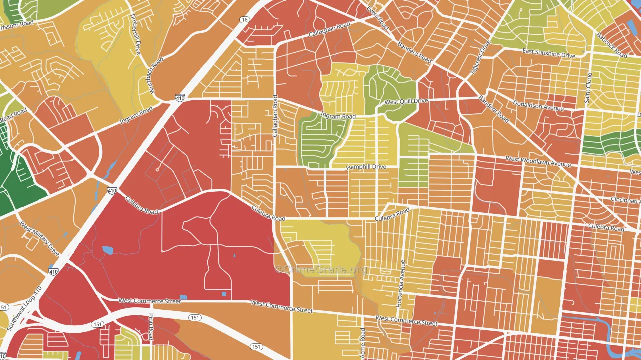 Culebra Park, San Antonio, TX Map of Assault Rates