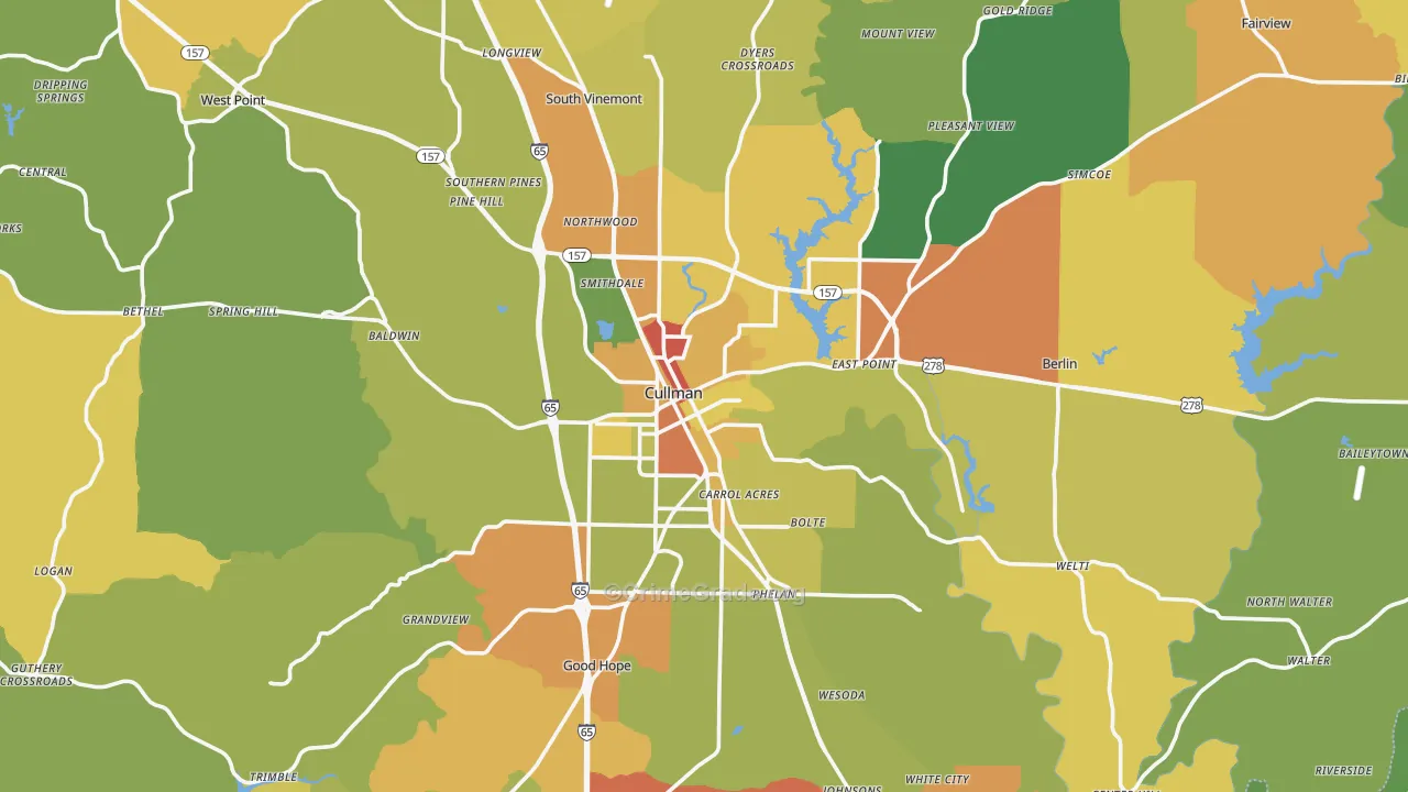 Cullman, AL Map of Assault Rates