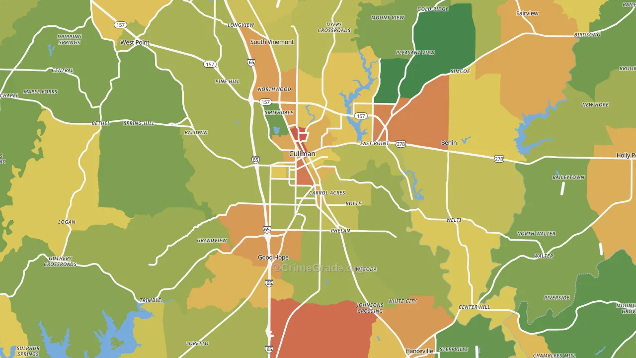 Cullman County, AL Map of Assault Rates