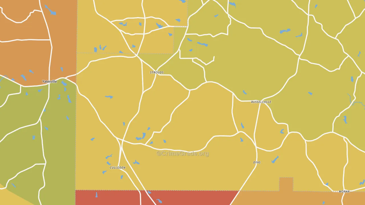 Culloden, GA Map of Assault Rates
