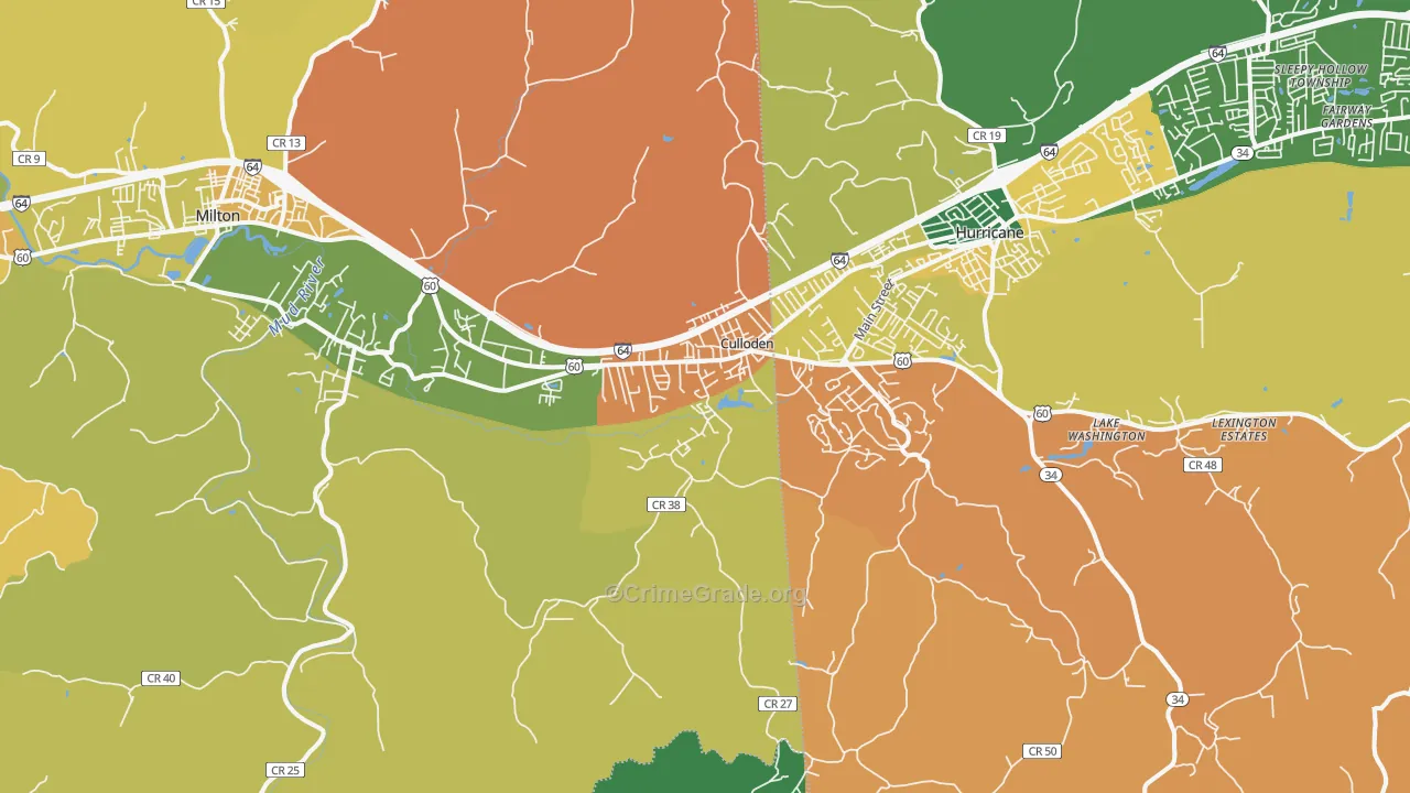 Culloden, WV Map of Assault Rates